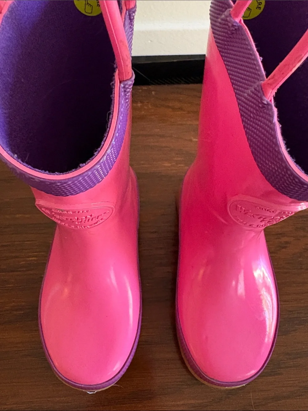 WESTERN CHIEF LED Rain Boots Light Up Pink Purple Bubblegum Soles Size 8